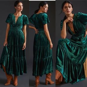 Anthropologie Somerset Velvet Maxi Dress